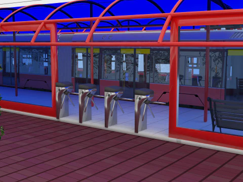 Tram and Station 2 3D Model