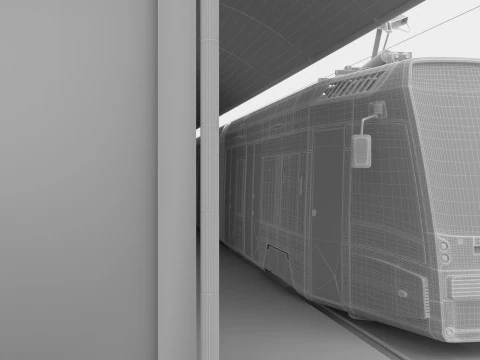 Tram and Station 2 3D Model