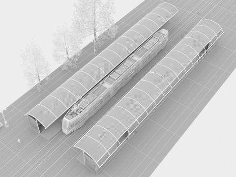 Tram and Station 2 - 4K 3D Модель
