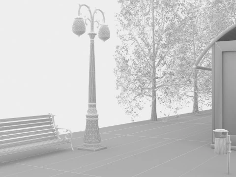 Tram and Station 2 3D Model