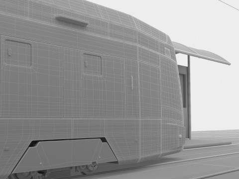 Tram and Station 2 - 4K 3D Модель
