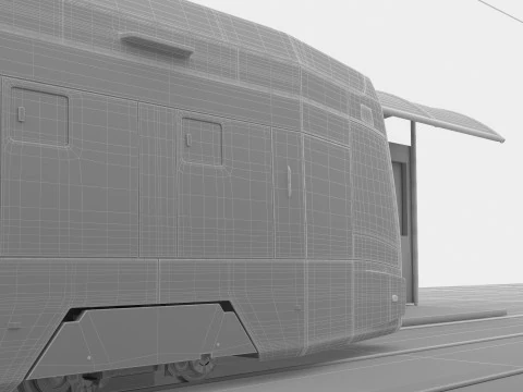 Tram and Station 2 3D Model