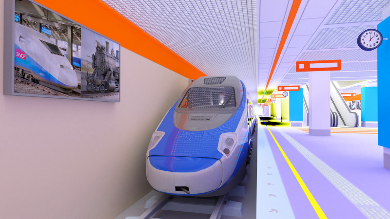 High-Tech Subway and Station 4K 3D Model .c4d .max .obj .3ds .fbx .stl .blend