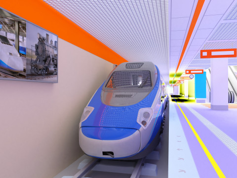 High-Tech Subway and Station 4K 3D Model