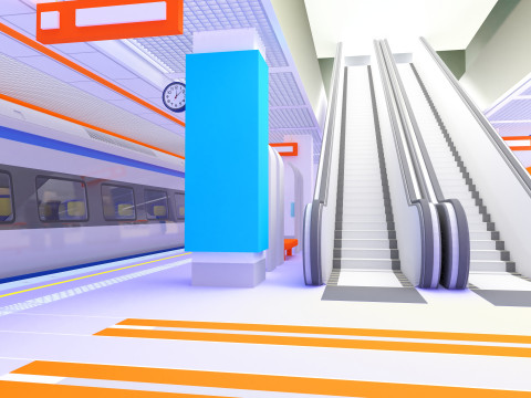High-Tech Subway and Station 4K 3D Model