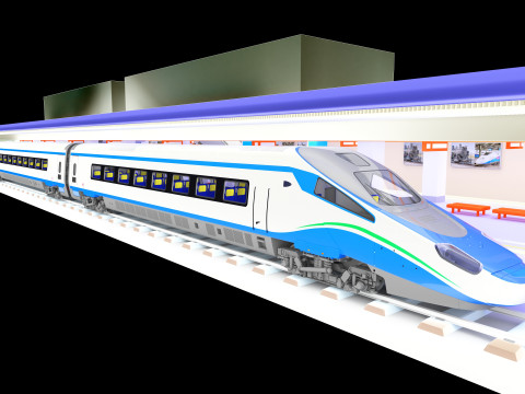 High-Tech Subway and Station 4K 3D Model