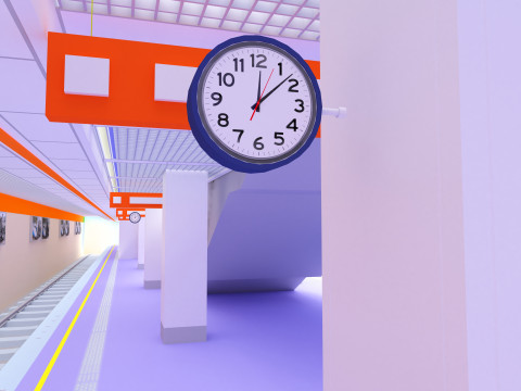 High-Tech Subway and Station 4K 3D Model