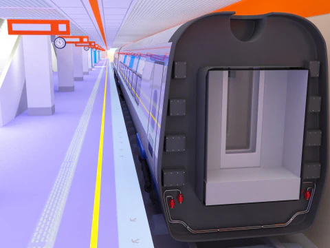 High-Tech Subway and Station 3D Model