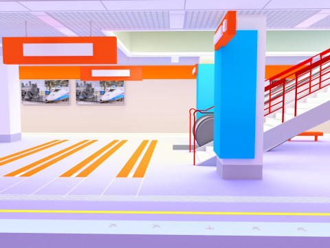High-Tech Subway and Station 4K 3D Model
