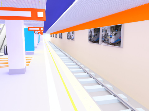 High-Tech Subway and Station 4K 3D Model