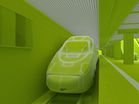 High-Tech Subway and Station 4K 3D Model