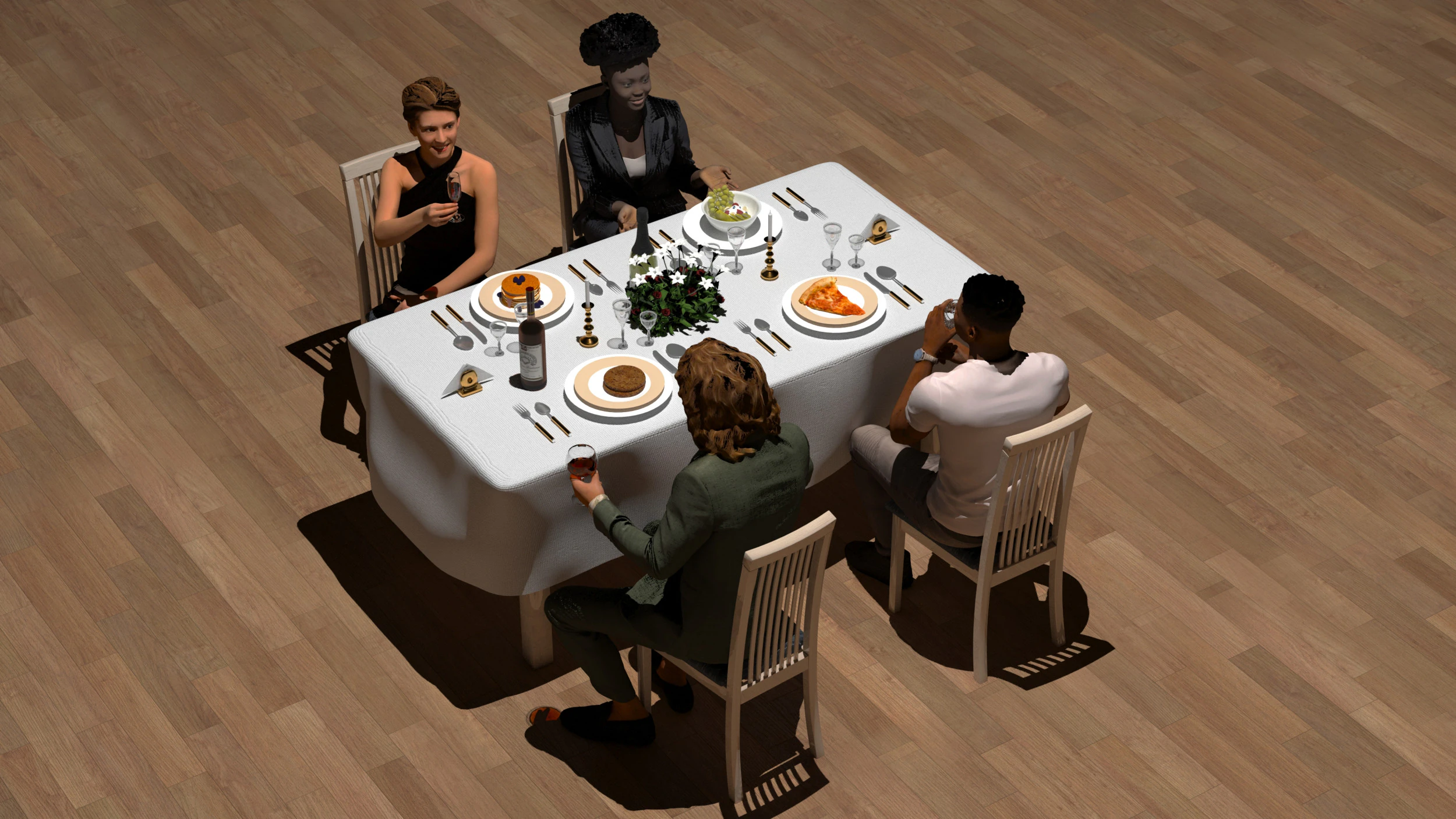 Dinner 3D Model .c4d .max .obj .3ds .fbx .stl .blend 