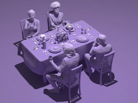 Dinner 4K 3D Model