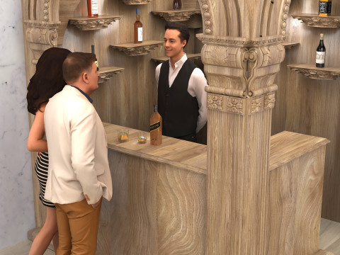 Drewniany bar 4K Model 3D