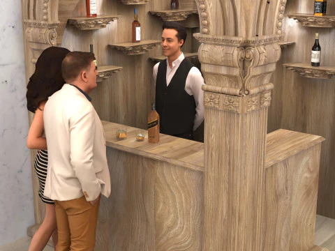 barra de madera 4k Modelo 3D