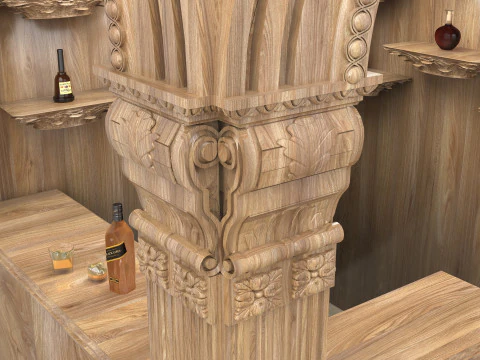 Wooden Bar 4K 3D Model