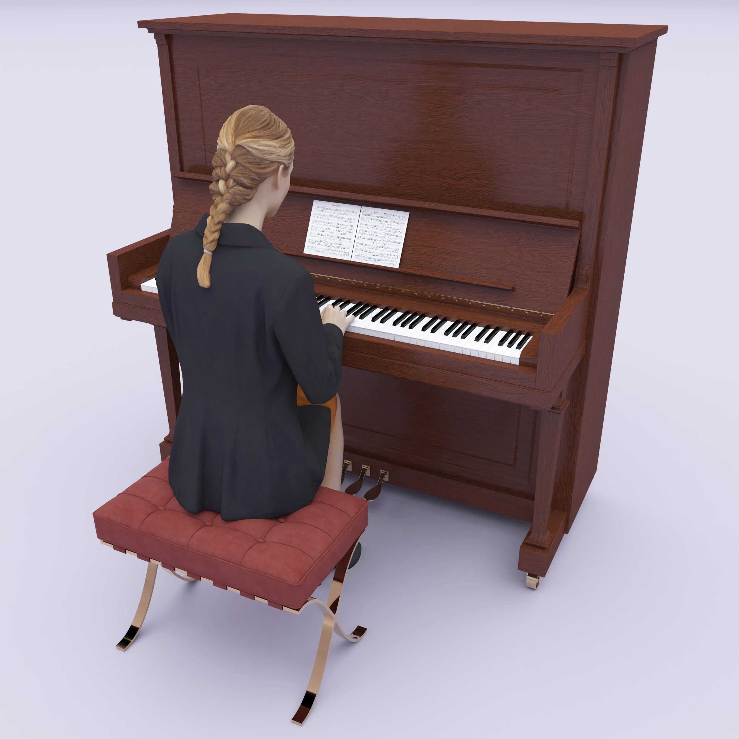 Young Pianist 3D Model .c4d .max .obj .3ds .fbx .stl .blend 