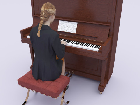젊은 피아니스트 4K 3D 모델