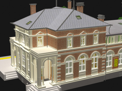 Stazione e treno vintage 4K Modello 3D