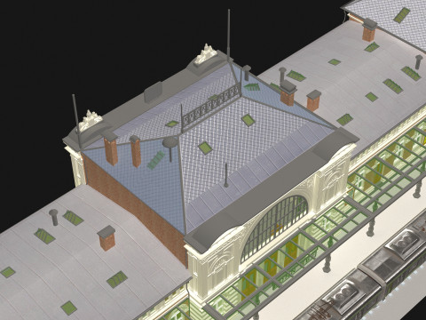 Stazione e treno vintage 4K Modello 3D