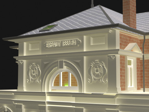 Stazione e treno vintage 4K Modello 3D