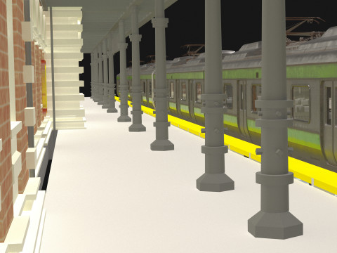 Stazione e treno vintage 4K Modello 3D