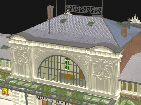 Stazione e treno vintage 4K Modello 3D