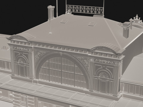 Stazione e treno vintage 4K Modello 3D