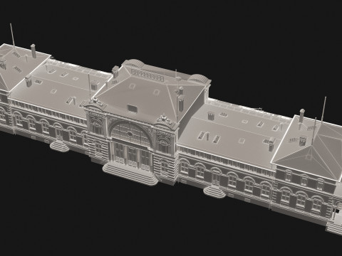 Stazione e treno vintage 4K Modello 3D