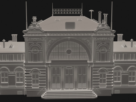 Stazione e treno vintage 4K Modello 3D