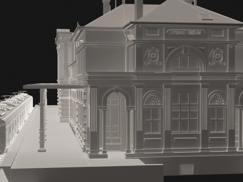 Stazione e treno vintage 4K Modello 3D