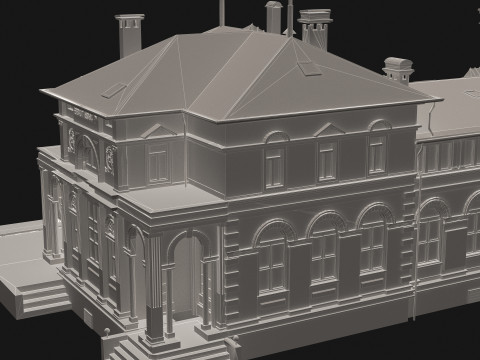 Stazione e treno vintage 4K Modello 3D