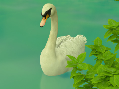 In riva al lago Modello 3D