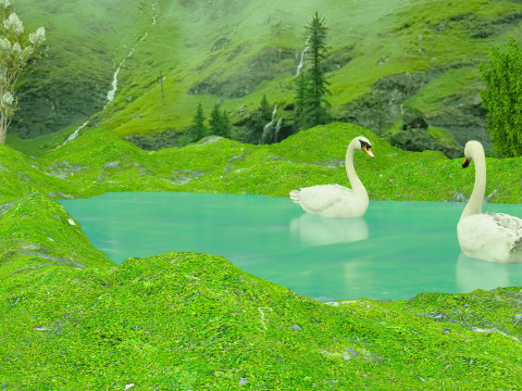 In riva al lago Modello 3D