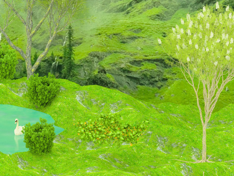 In riva al lago Modello 3D