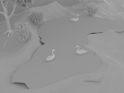 In riva al lago Modello 3D