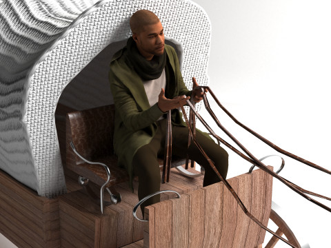 Vagão puxado por cavalos 4K Modelo 3D