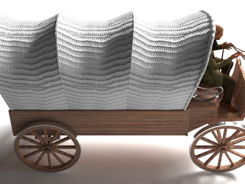 Vagão puxado por cavalos 4K Modelo 3D