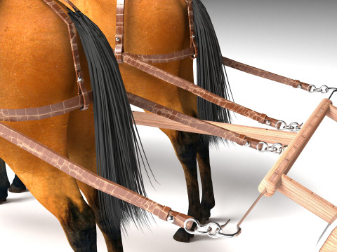 Vagão puxado por cavalos 4K Modelo 3D