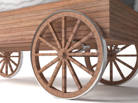 Vagão puxado por cavalos 4K Modelo 3D