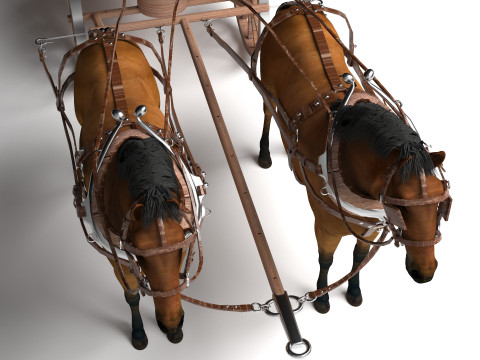 Vagão puxado por cavalos 4K Modelo 3D