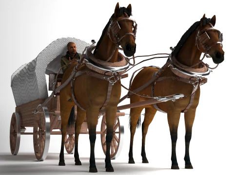 Horse-Drawn Wagon 4K 3D Model