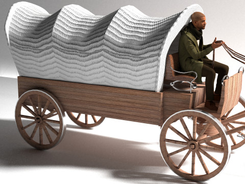 Vagão puxado por cavalos 4K Modelo 3D