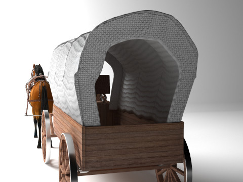 Vagão puxado por cavalos 4K Modelo 3D