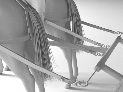 Vagão puxado por cavalos 4K Modelo 3D