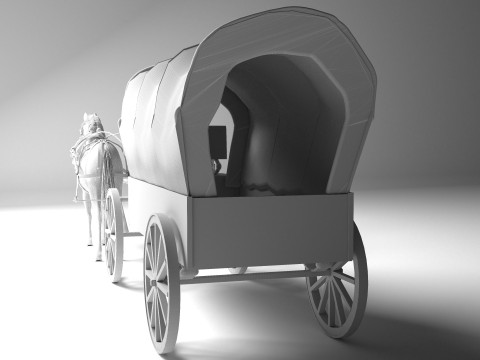 Vagão puxado por cavalos 4K Modelo 3D