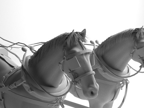 Vagão puxado por cavalos 4K Modelo 3D