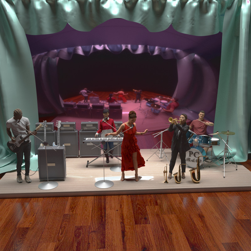 Music Band 4K 3D Model .c4d .max .obj .3ds .fbx .stl .blend