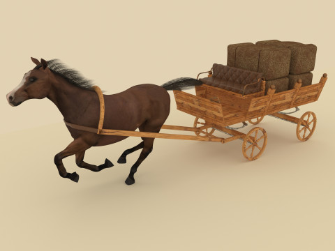 घास का वैगन 3D मॉडल