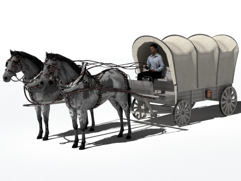 Horse-Drawn Wagon 2 3D Model